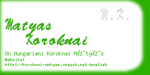 matyas koroknai business card